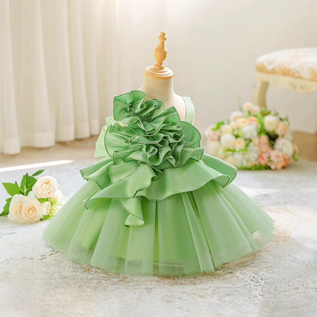 Vestido de Festa Infantil Flores Bufante