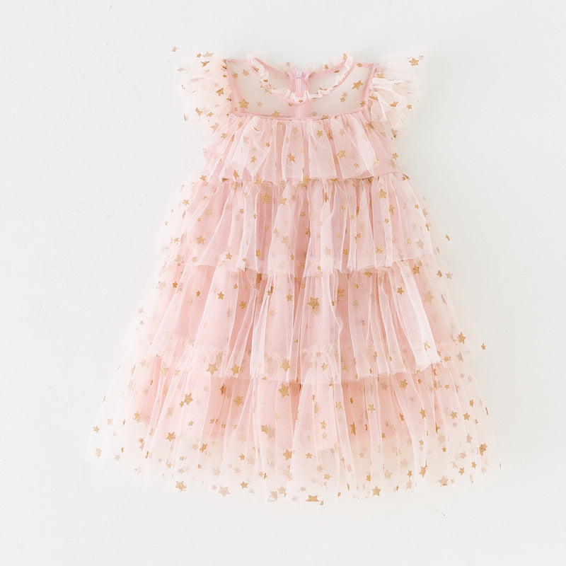 Vestido Infantil Tule Bolinhas/ Estrelinhas