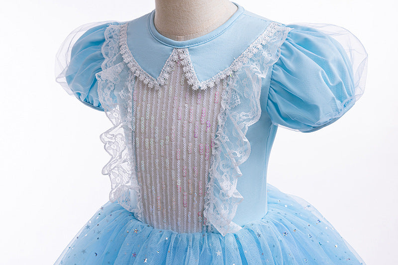 Vestido Infantil Princesa Tule Estrelinhas