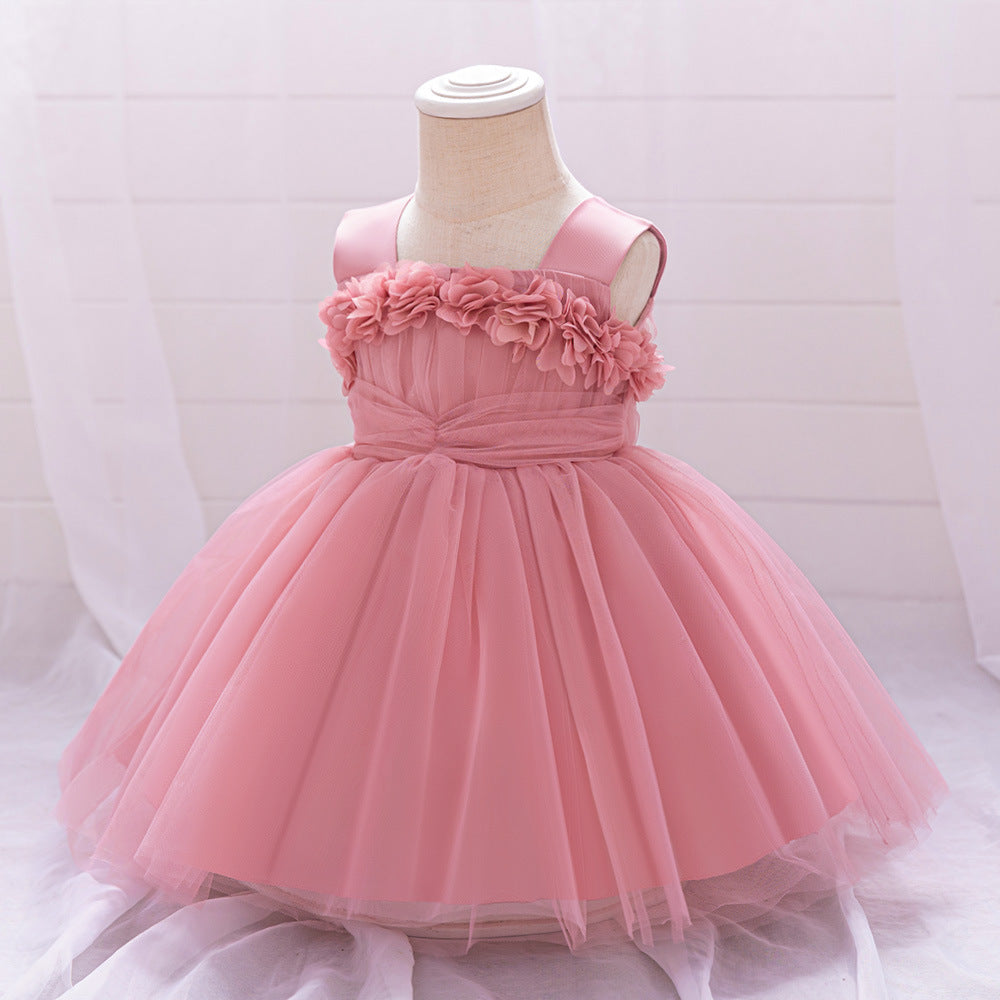 Vestido De Festa Infantil Rose Tule Florzinhas