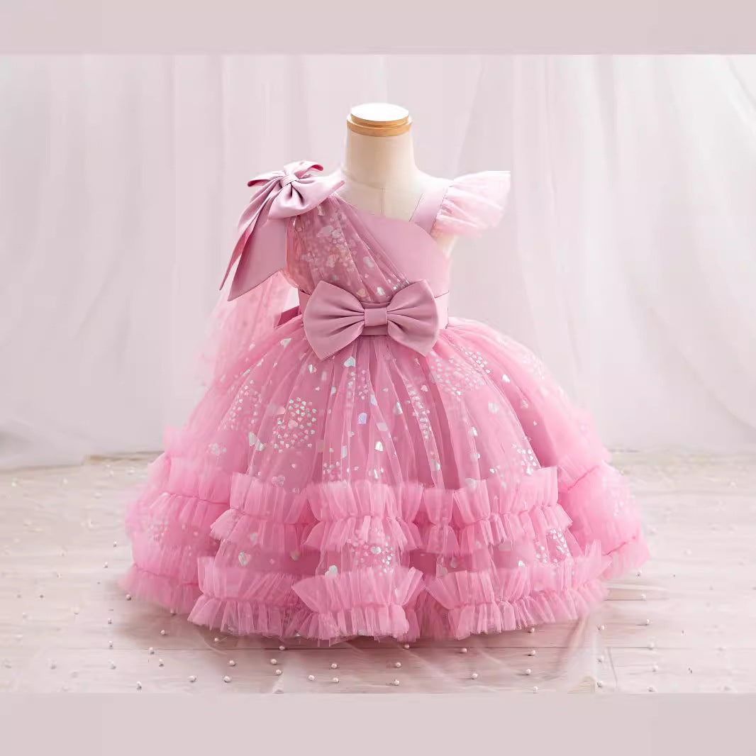 Vestido Infantil De Festa Tule Lacinhos