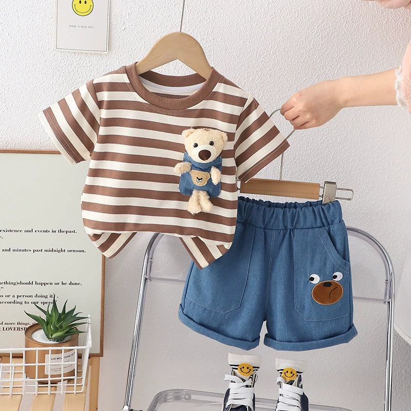 Conjunto Infantil Verão Lístras Ursinho