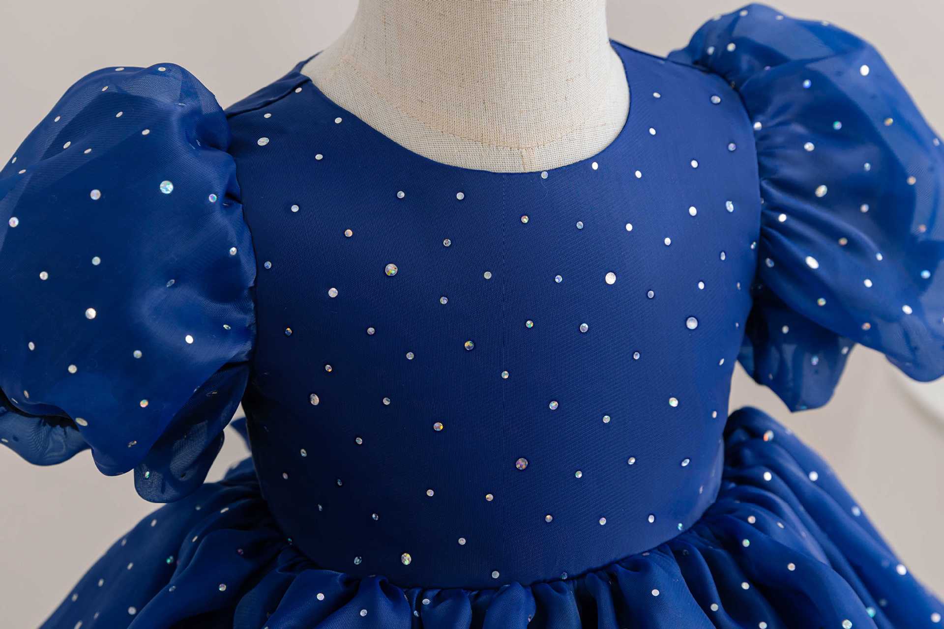 Vestido Infantil Festa Azul Bolinhas