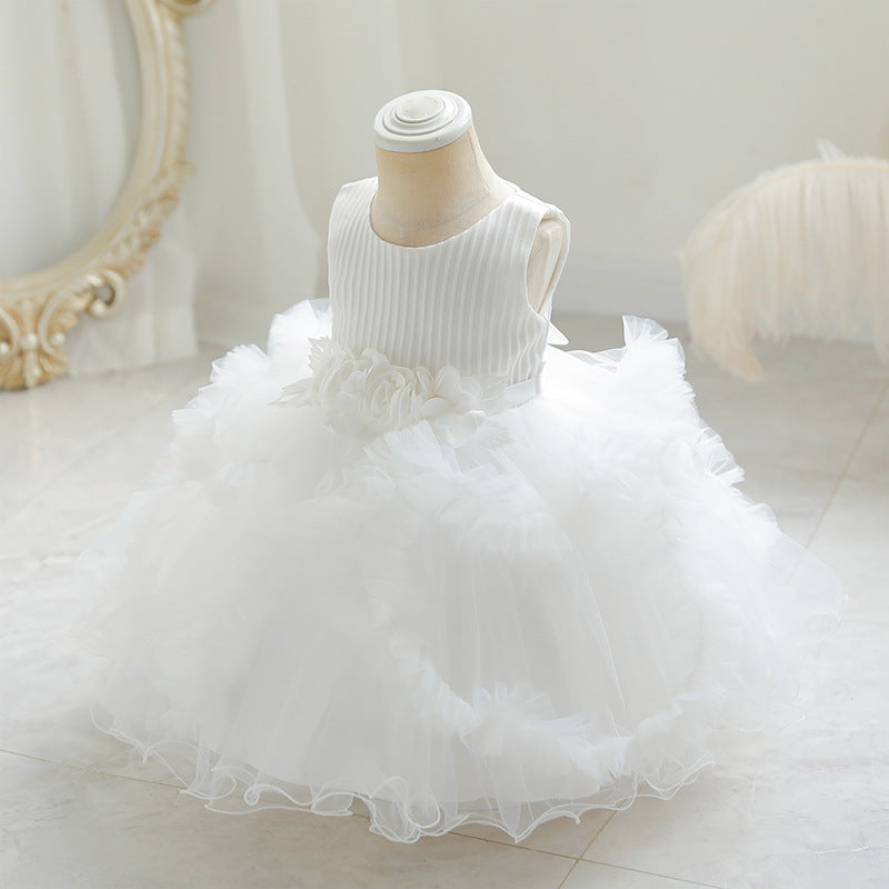 Vestido Infantil De Festa Saia Tule Florzinhas