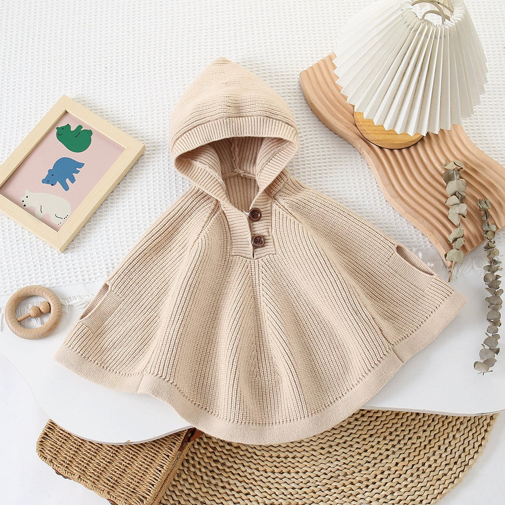 Poncho Infantil Tricô com Capuz