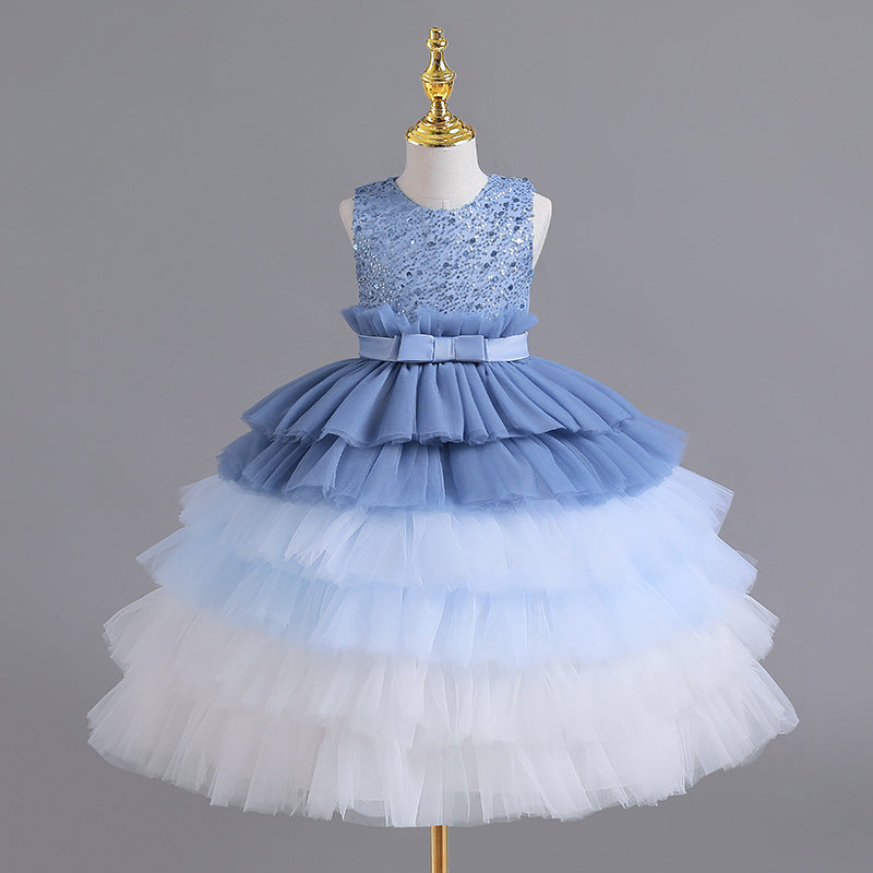 Vestido Infantil Tule Camadas Brilhante