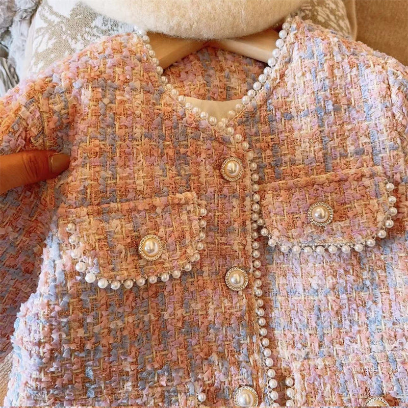 Conjunto Infantil Feminino Tweed Pérolas