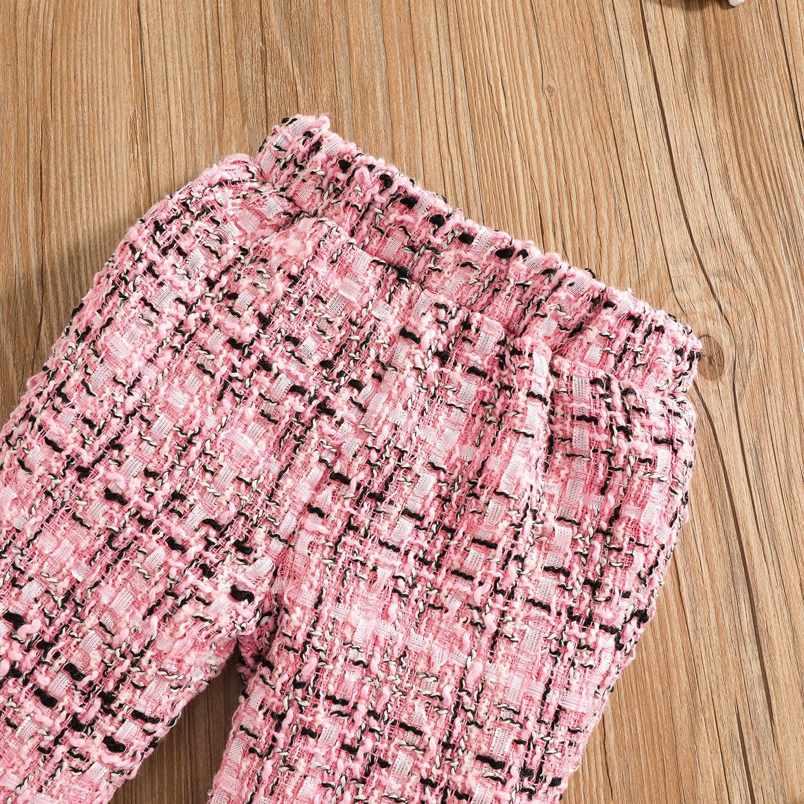 Conjunto Infantil Feminino Tweed Rosa Lacinhos