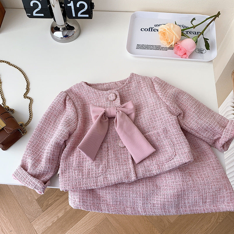 Conjunto Infantil Feminino Tweed Lacinho