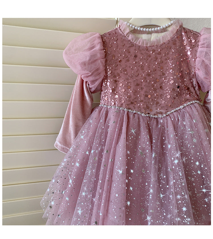 Vestido de Festa Infantil Rosa Brilhante