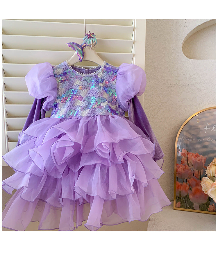 Vestido De Festa Infantil Roxo Sereia