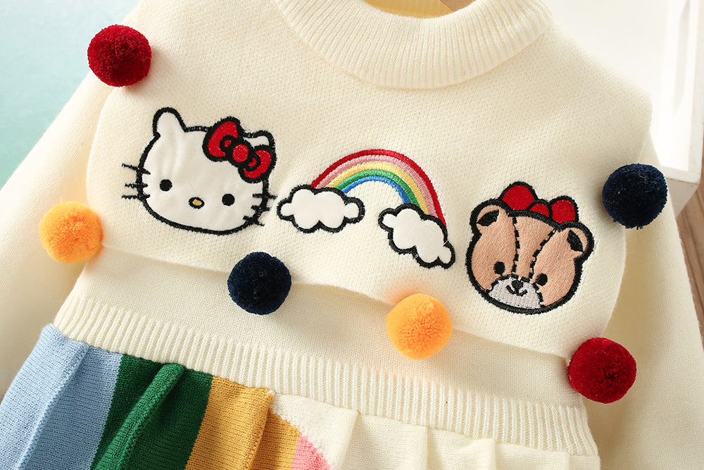 Vestido Infantil Tricô Hello Kity