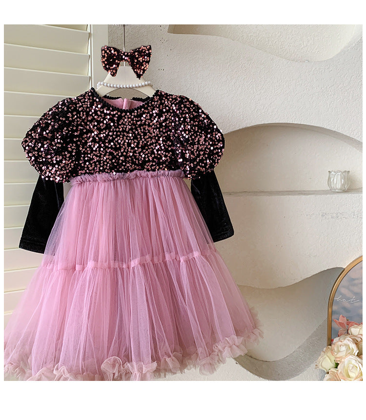 Vestido Infantil Rosa Brilhante