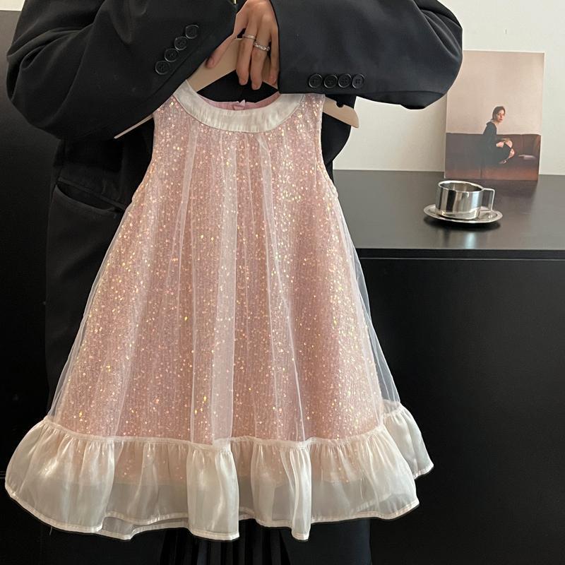 Vestido Infantil Rosa Brilhante