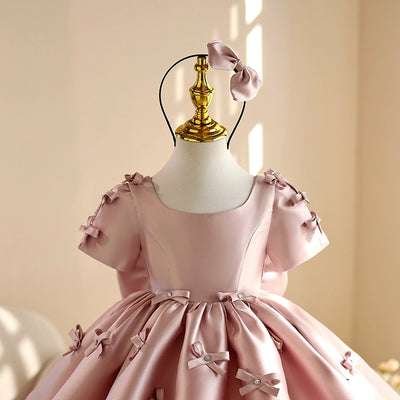 Vestido De Festa Infantil Rosa Lacinhos
