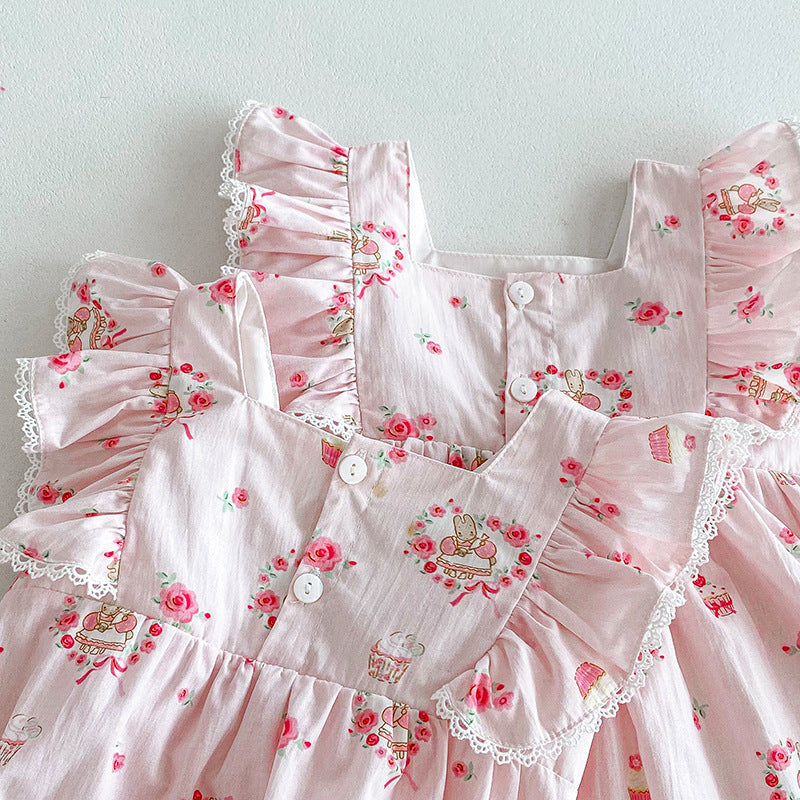Vestido Infantil Ursinhos e Flores