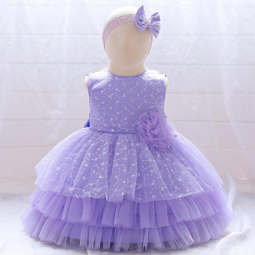 Vestido Infantil Tule Brilhante Florzinha