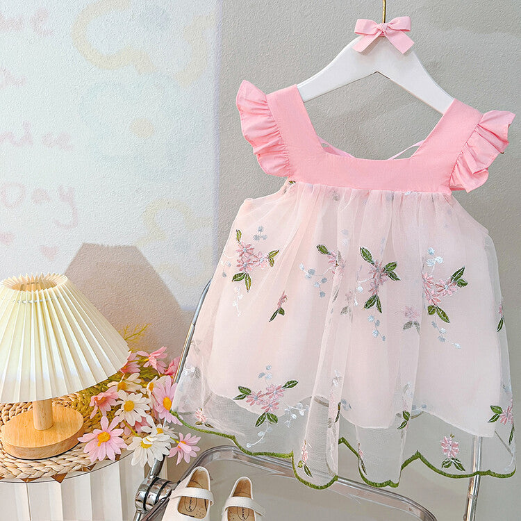 Vestido Infantil Floral Tule