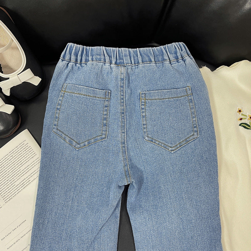 Calça Infantil Feminina Jeans Lacinhos