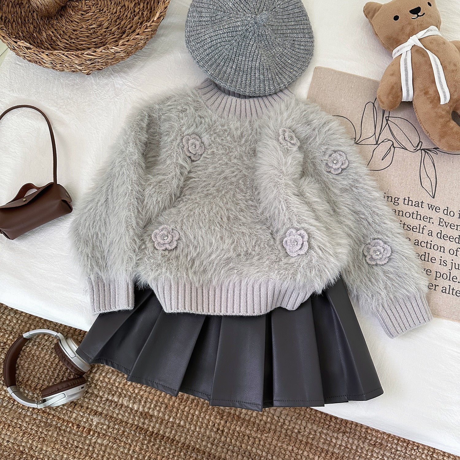 Conjunto Infantil Feminino Inverno Pelinhos e Saia