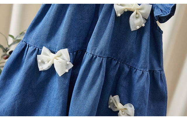 Vestido Infantil Jeans Lacinhos