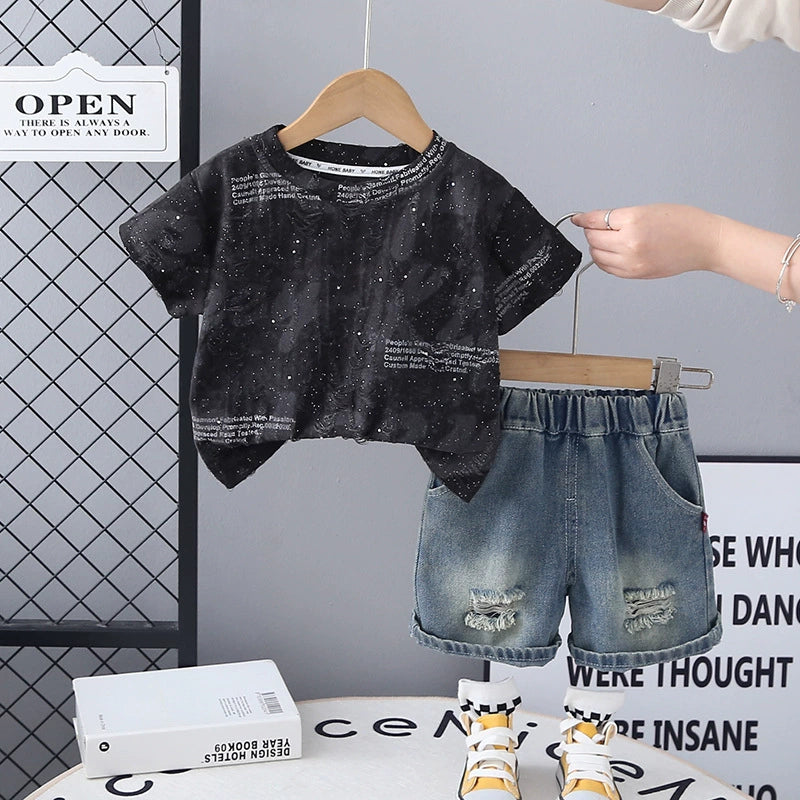 Conjunto Infantil Masculino Letras e Jeans