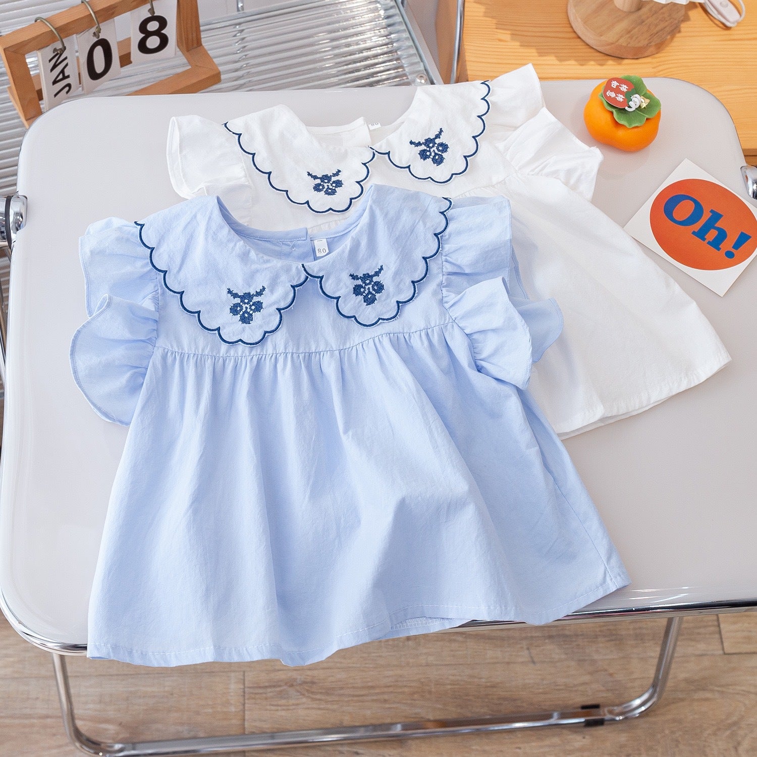 Vestido Infantil Gola Bordado Florzinha