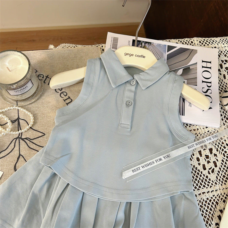 Conjunto Infantil Feminino Polo e Saia Plíssadinha