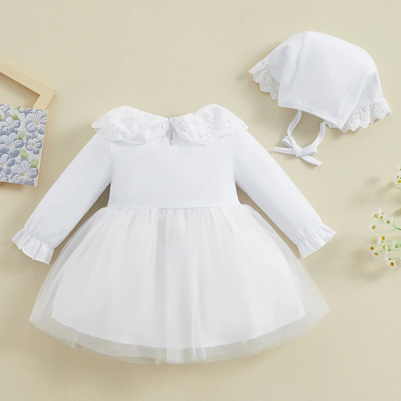 Vestido Infantil Gola Rendinha + Chapéu