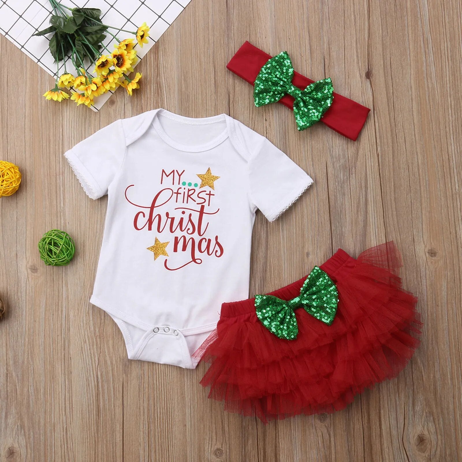 Conjunto Infantil Natal Laçinho + Faixa