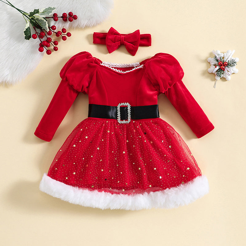 Vestido Infantil Natal Brilhante