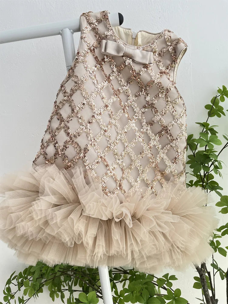 Vestido Infantil Strass Brilhante Babadinhos