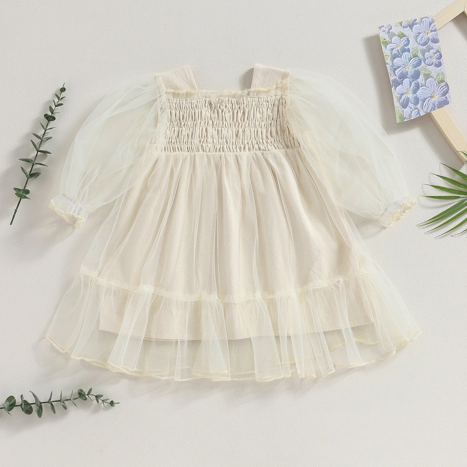 Vestido Infantil Tule Manga Longa