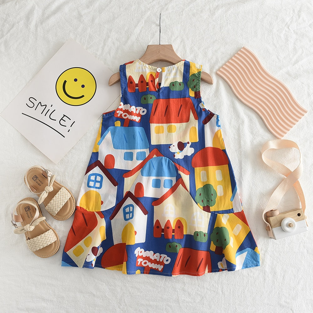 Vestido Infantil Estampa Verão Animado