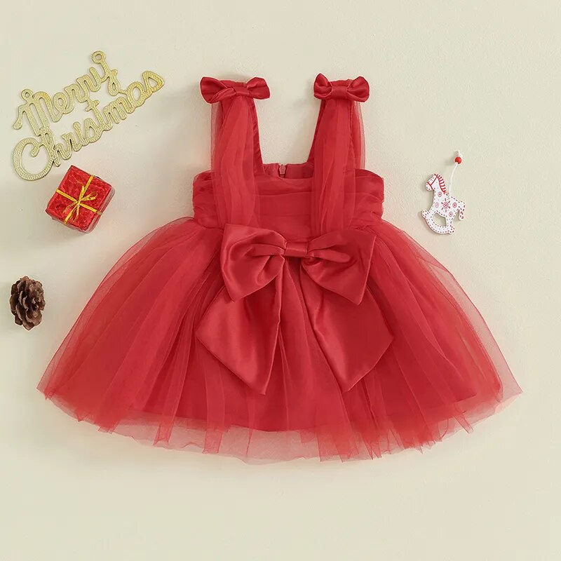 Vestido Infantil Natal Tule e Laçinho