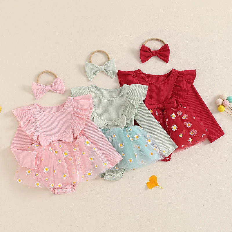 Vestido Infantil Tule Margaridas