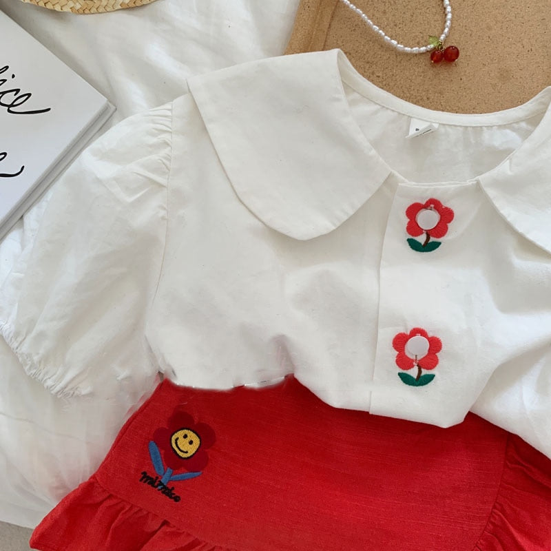 Conjunto Infantil Feminino Florzinha e Saia