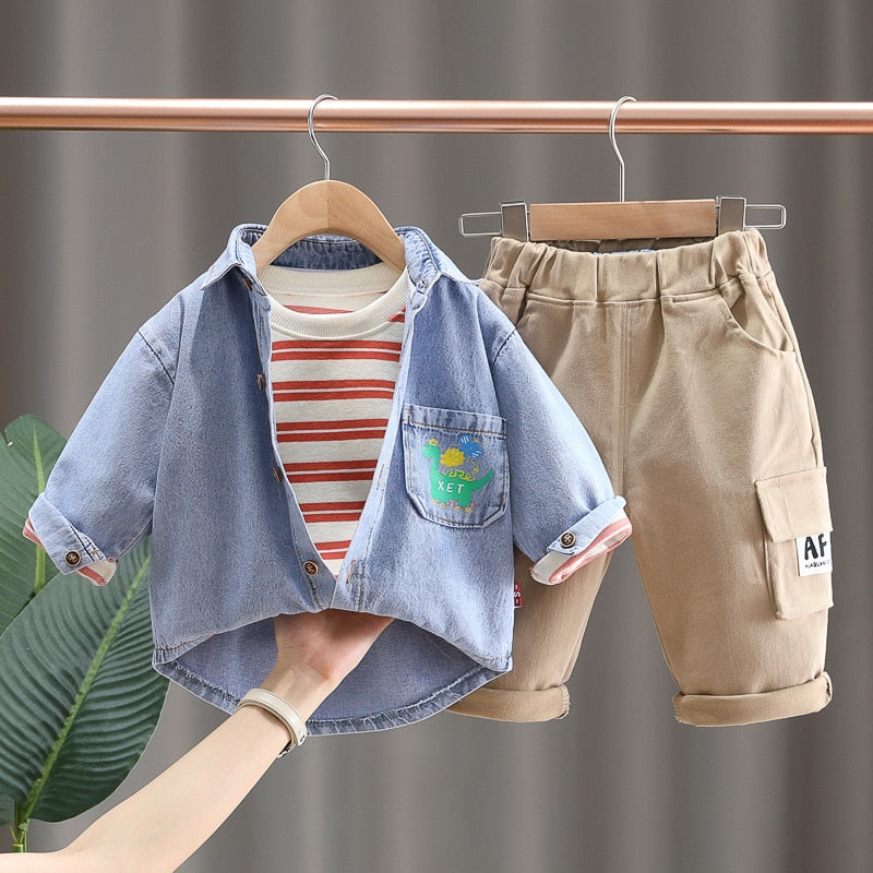 Conjunto Infantil Masculino Jaqueta e Listrada 3 Peças