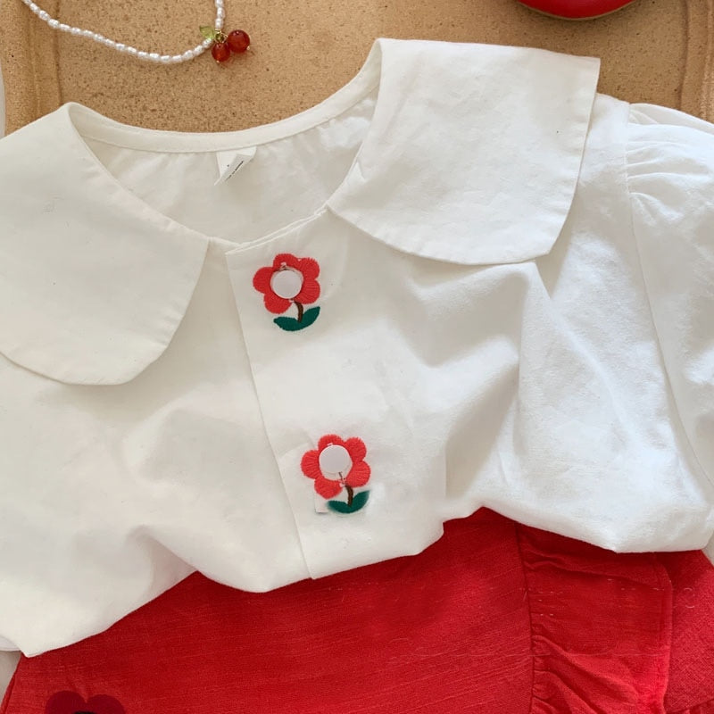 Conjunto Infantil Feminino Florzinha e Saia