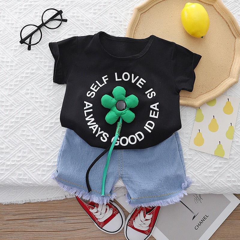 Conjunto Infantil Feminino Florzinha e Jeans