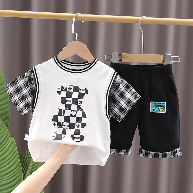 Conjunto Infantil Masculino Xadrez Ursinho