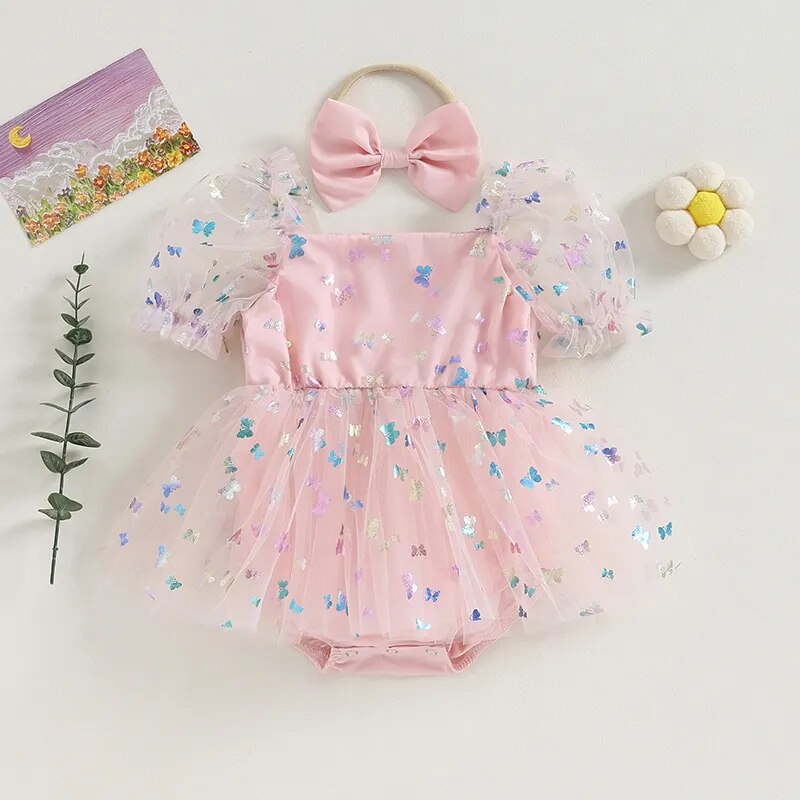 Vestido Infantil Borboletinhas + Laçinho