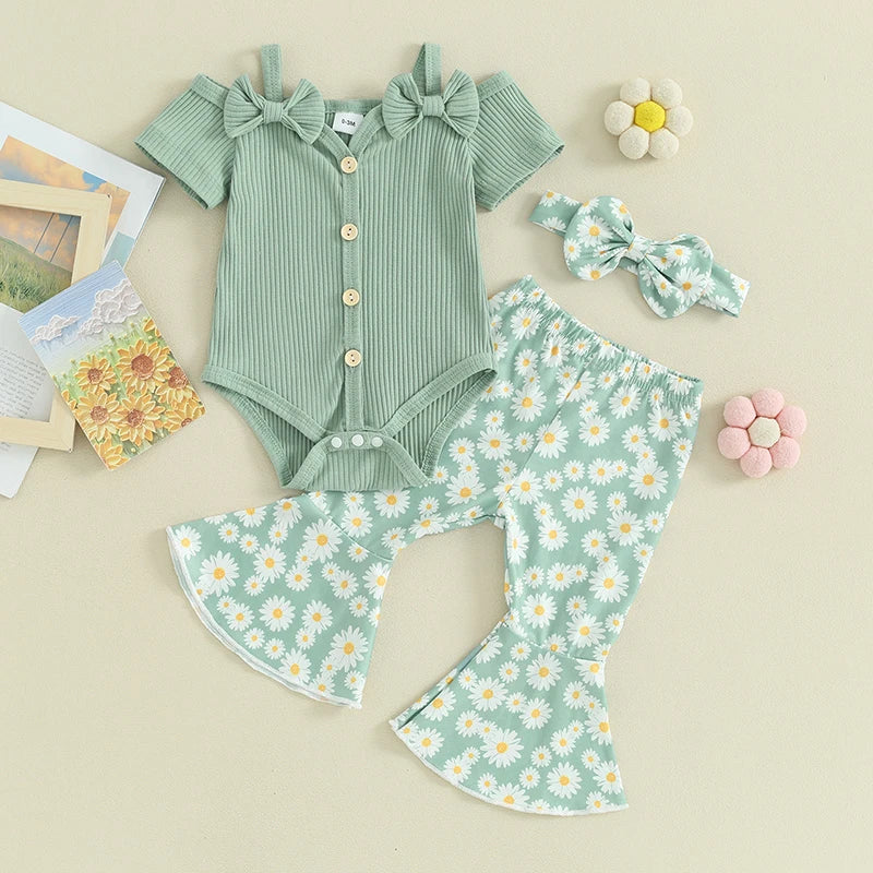 Conjunto Infantil Feminino Laços e Florzinhas