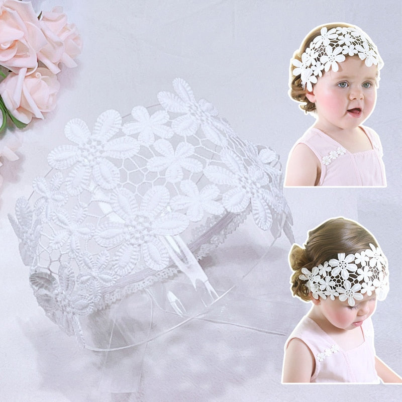 Tiara Infantil Branca Floral