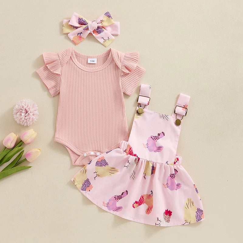 Conjunto Infantil Feminino 3 Peças Florzinhas Fazendinha