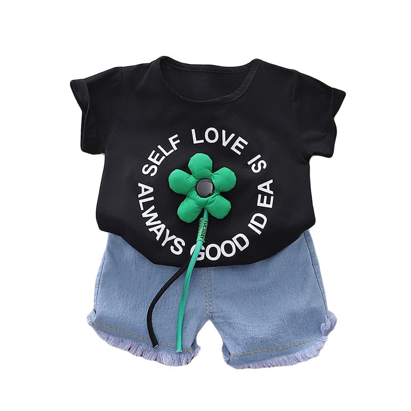 Conjunto Infantil Feminino Florzinha e Jeans