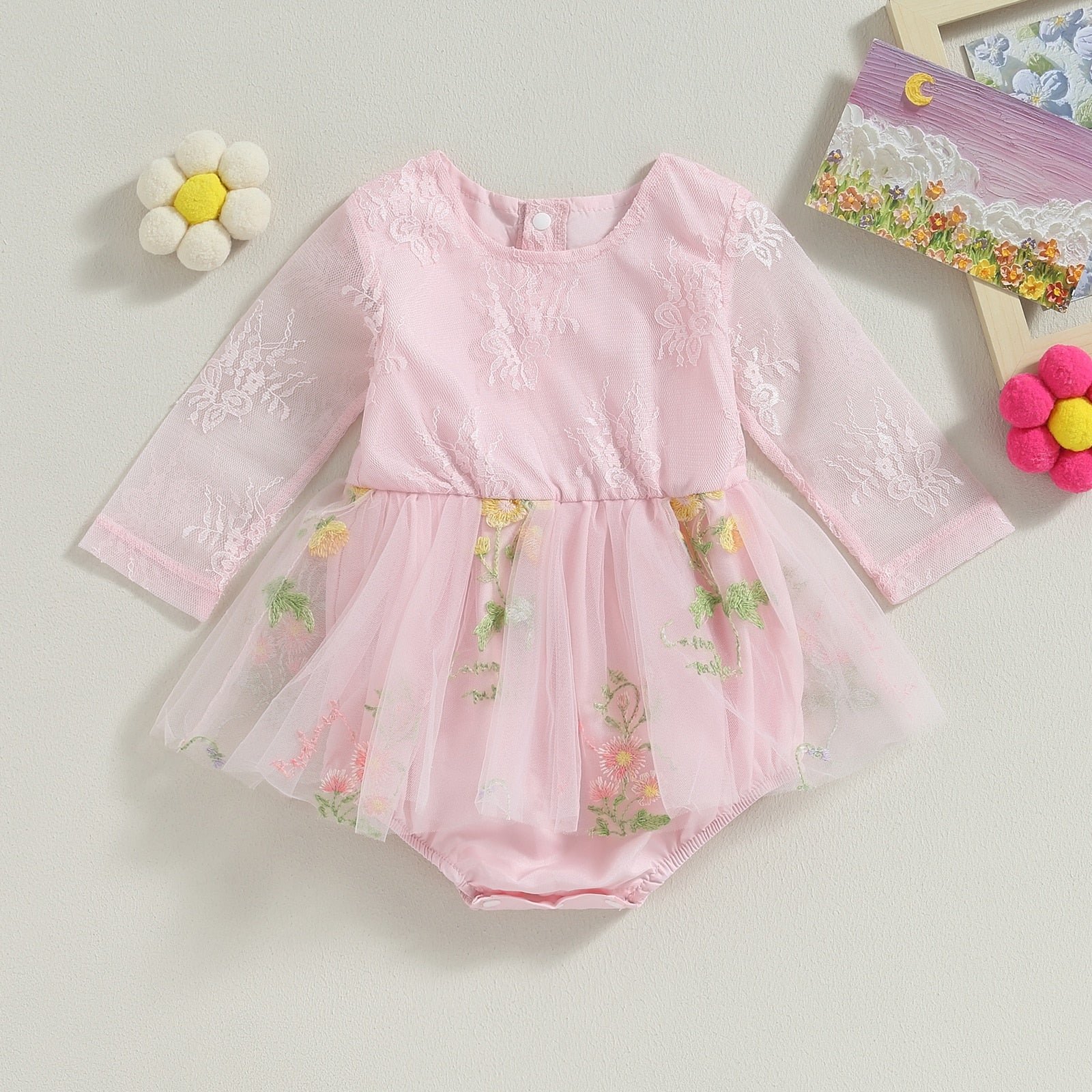 Body Infantil Sainha Tule Floral