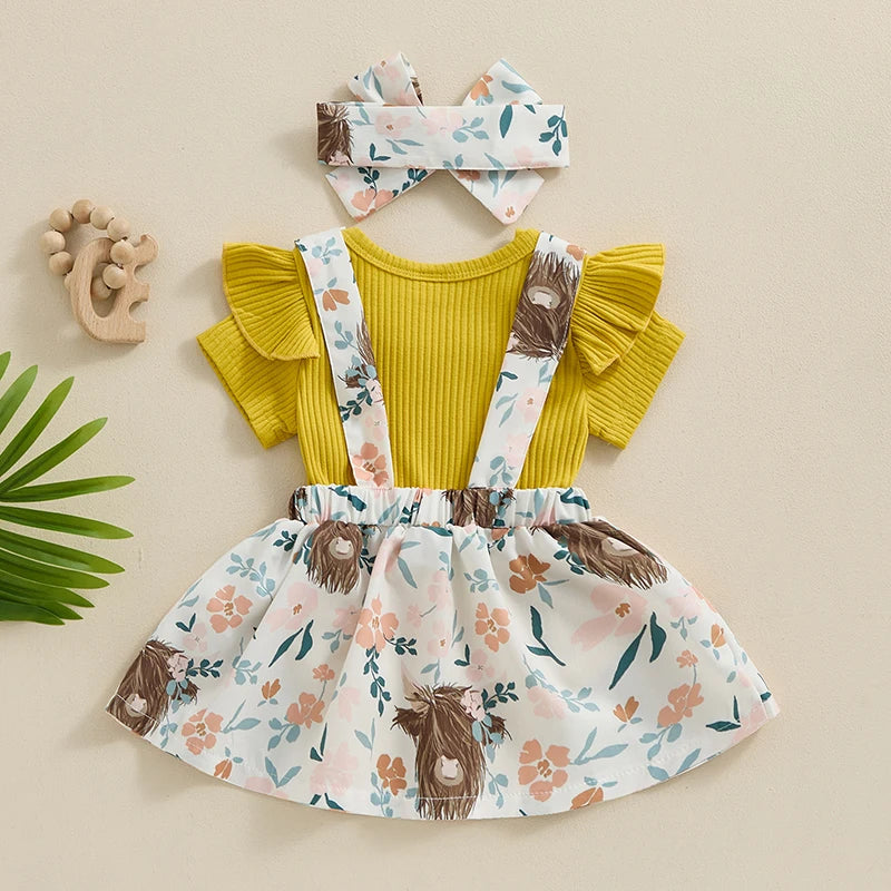 Conjunto Infantil Feminino 3 Peças Florzinhas Fazendinha