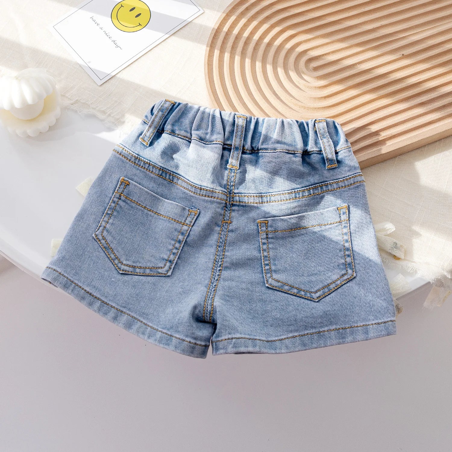 Shorts Infantil Feminino Jeans Lacinhos