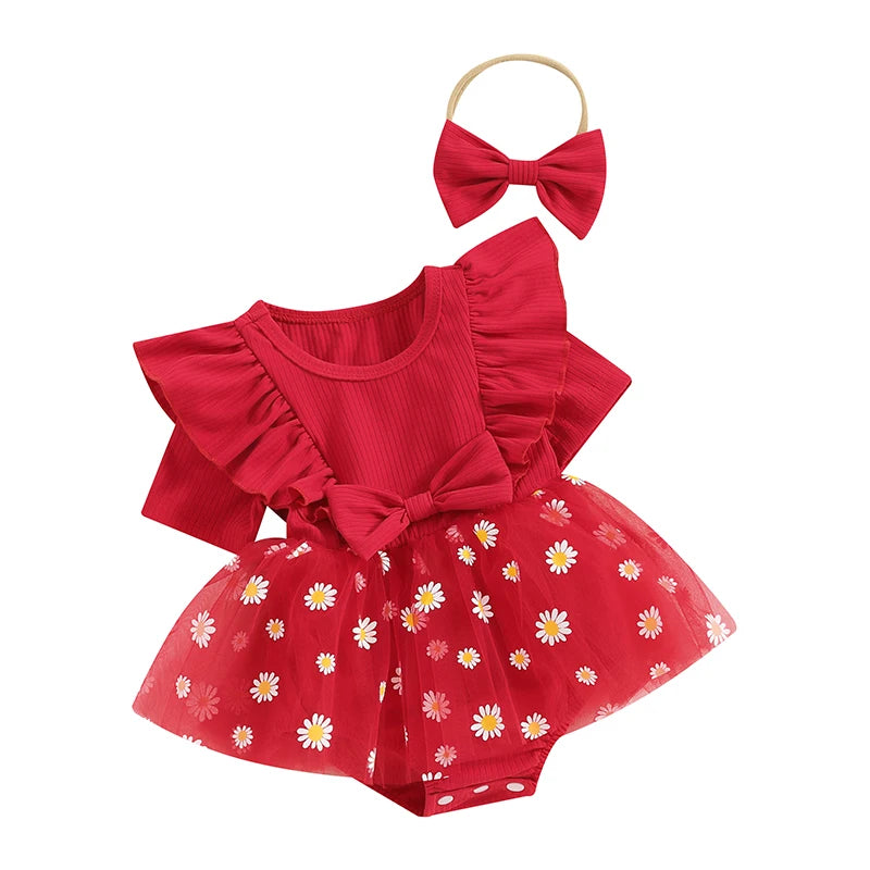 Body Infantil Feminino Tule Margaridas